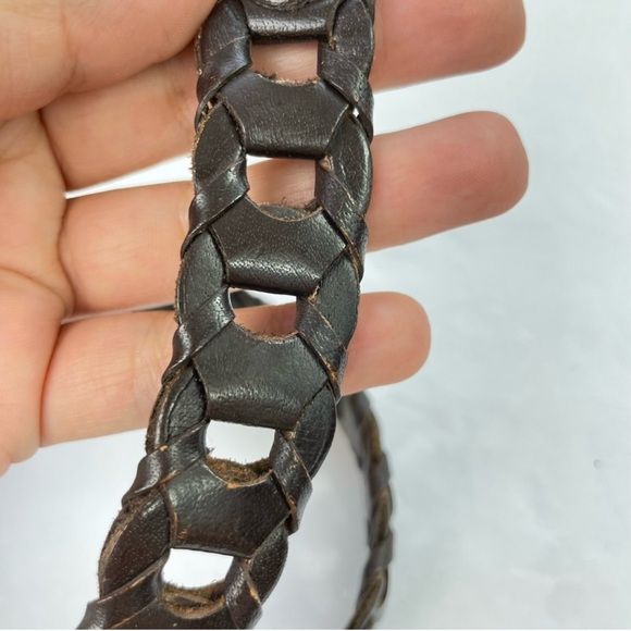 Brown Woven Leather Belt with Silver Buckle main image 2